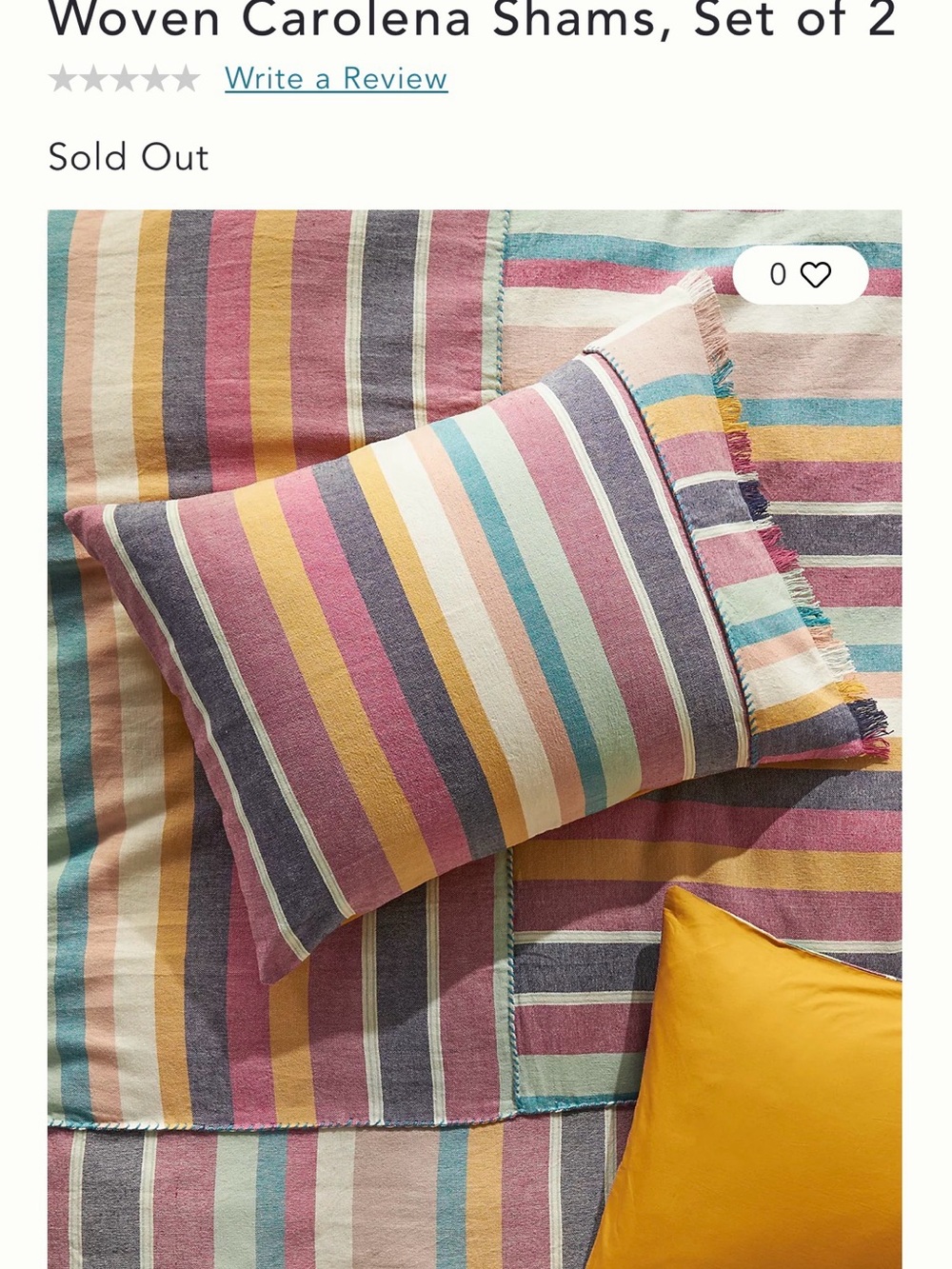 Set of 2 Anthropologie Striped Woven Pillow Shams